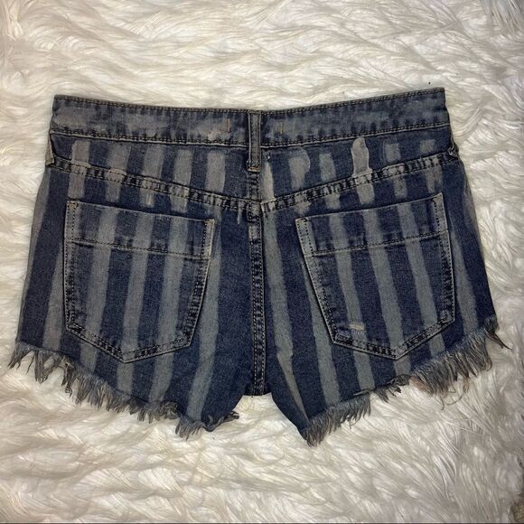Free People Striped Denim Shorts - Picture 3 of 4